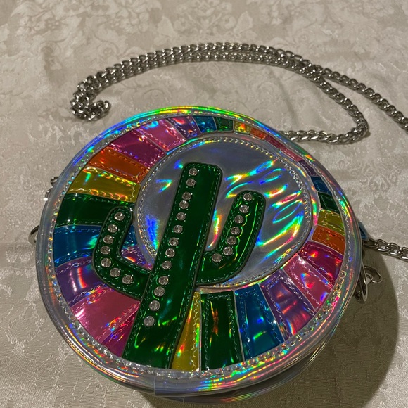 Club Exx Handbags - Holographic Crossbody Bag with Chain Strap